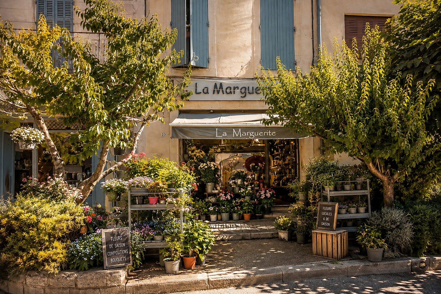 La devanture de La Marguerite, rue de la République à Sault